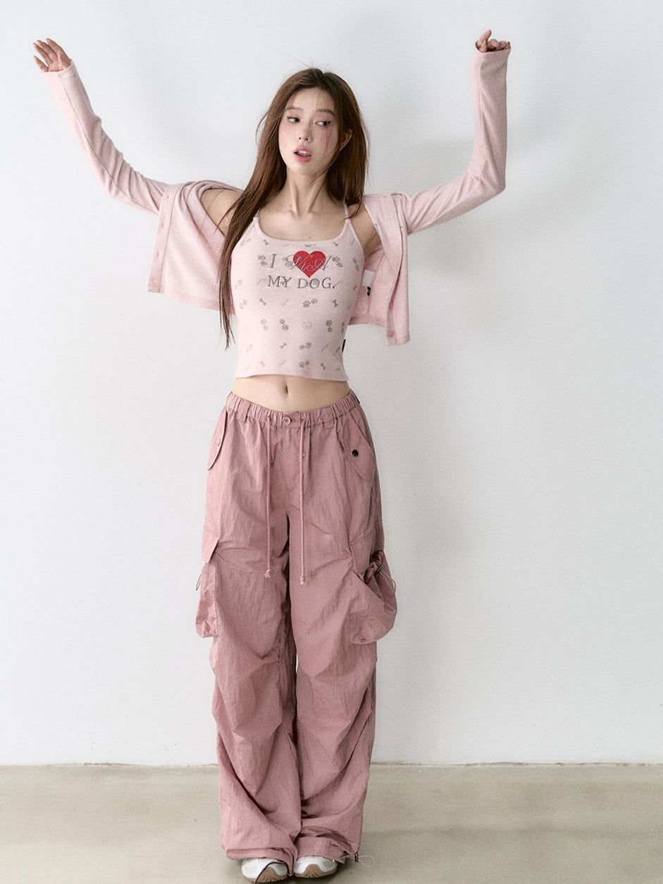 Mesh Pocket Cargo Wide-Leg Pants - CHINASQUAD