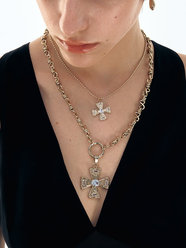 Layered Cross Pendant Necklace - CHINASQUAD