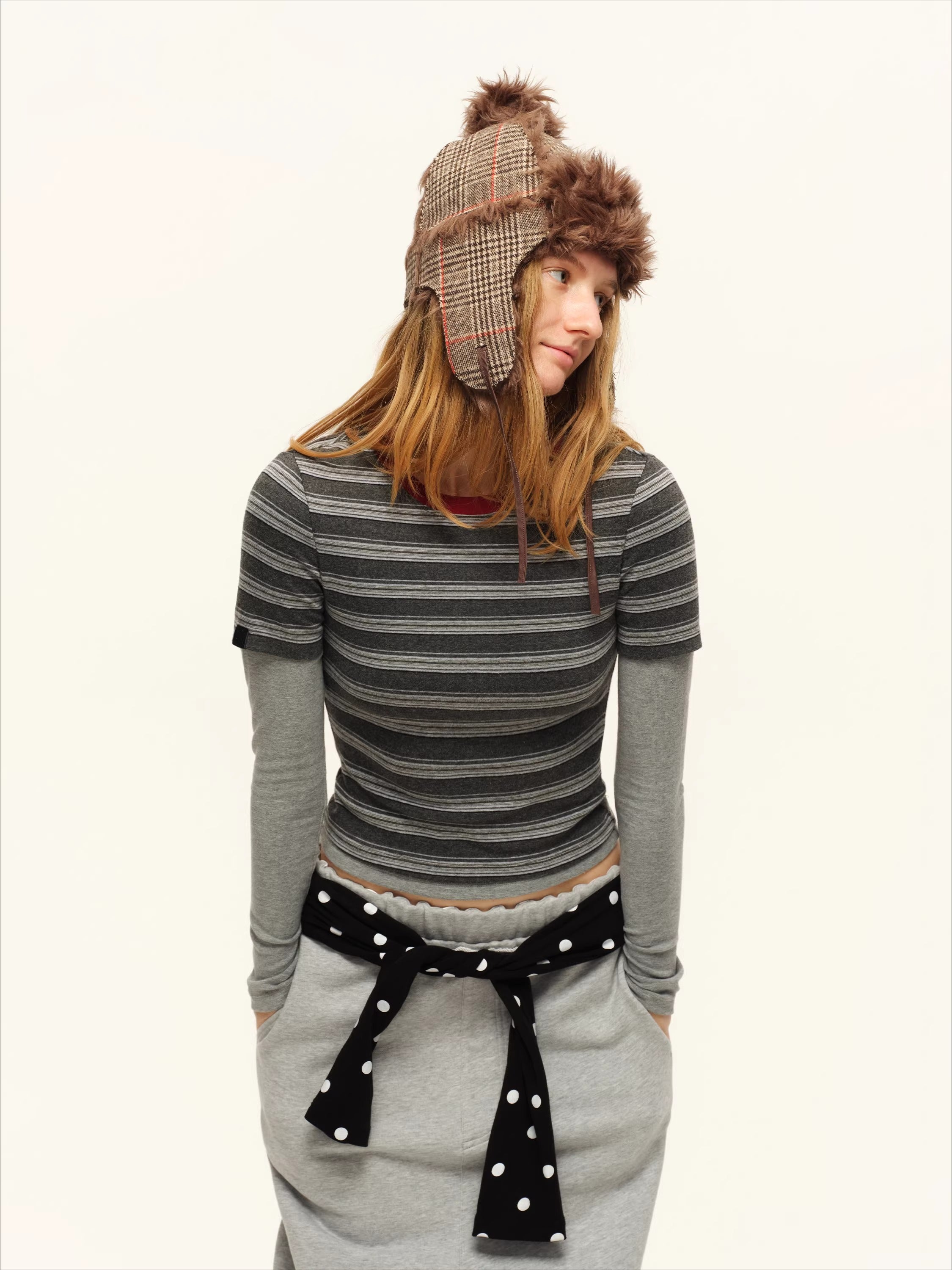 Contrast Layered-Effect Long Sleeve T-Shirt