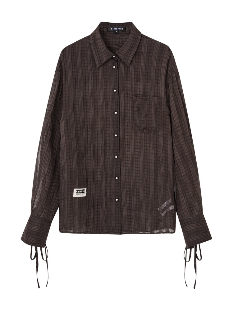 Plaid Sheer Mesh Shirt Jacket - CHINASQUAD