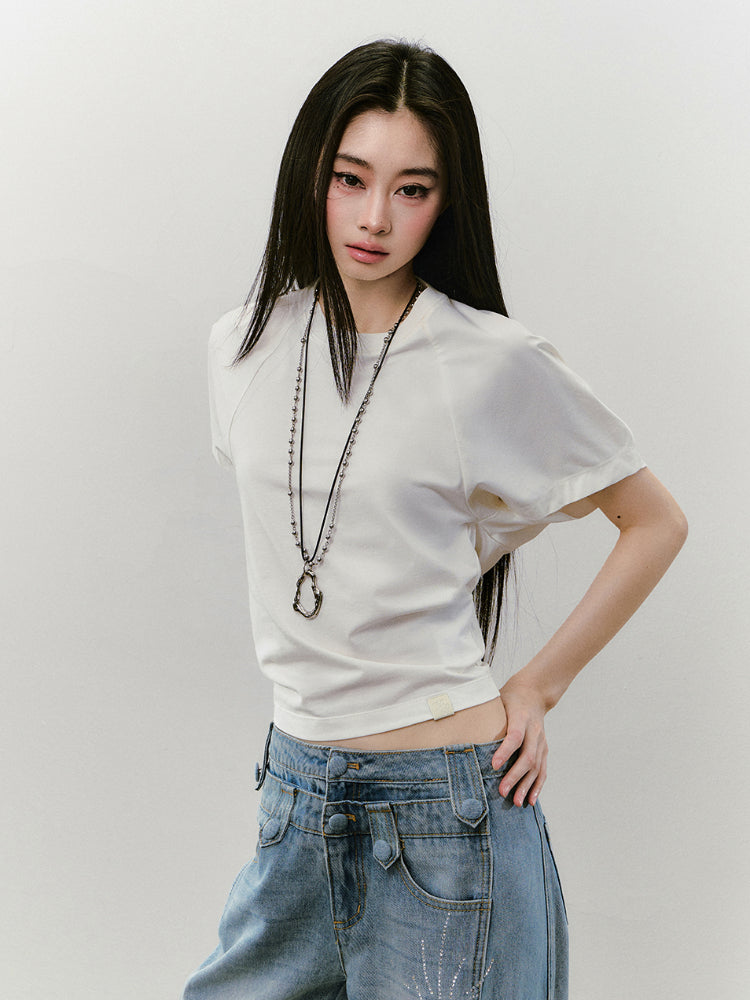 Large-sleeve Waist-fitted Crew Neck T-shirt - CHINASQUAD