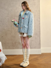 Cream Strawberry Gray-Blue Fur Jacket - CHINASQUAD