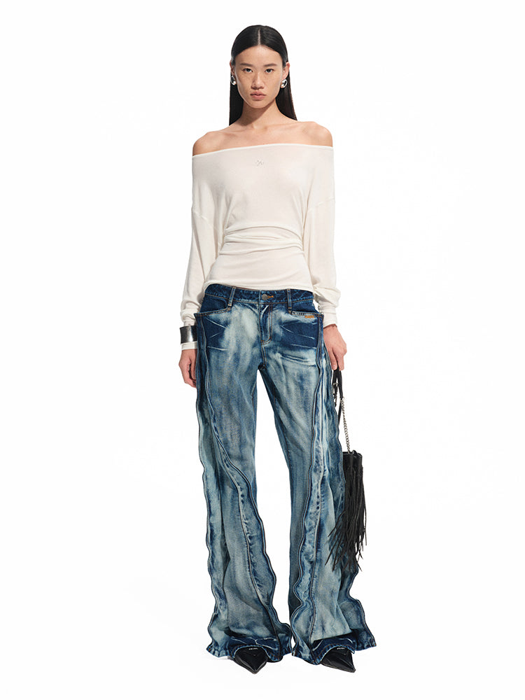 Asymmetric Shoulder Multi-way Wear Elastic T-Shirt - CHINASQUAD