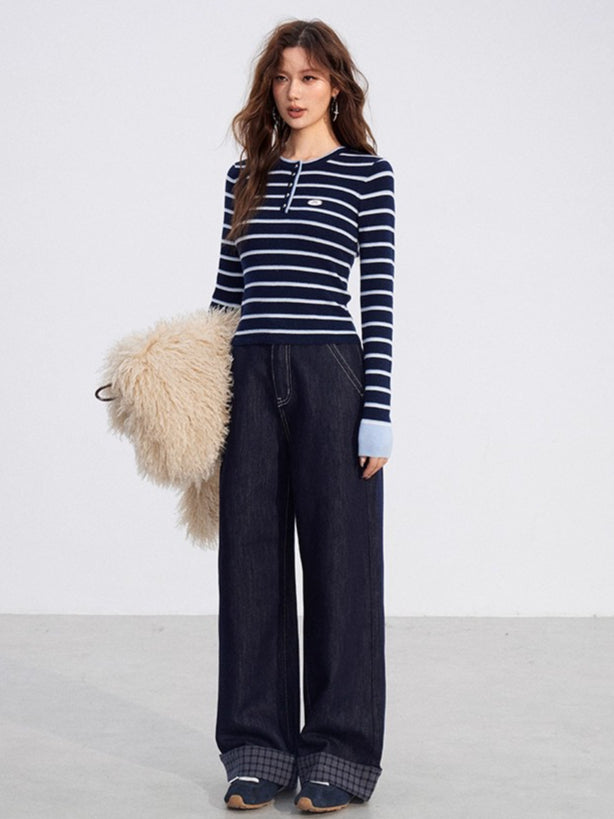 Contrast Striped Wool-Blend Knit Turtleneck