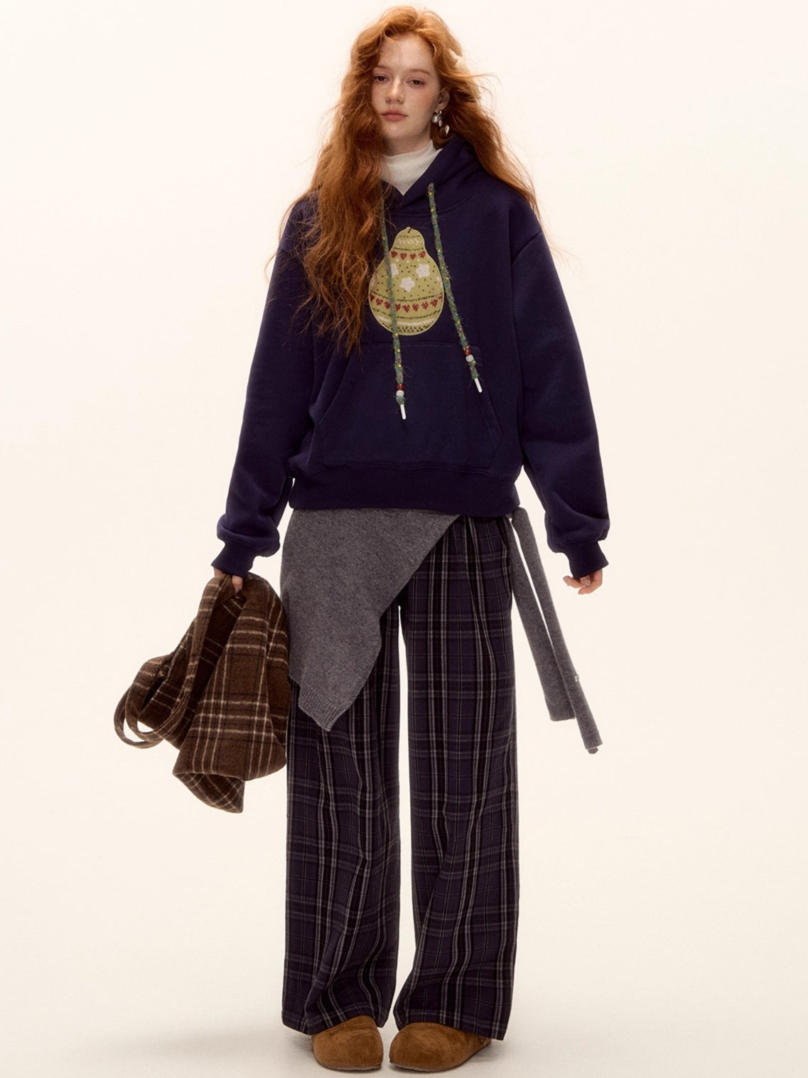 Brushed Fair Isle Knit Hoodie