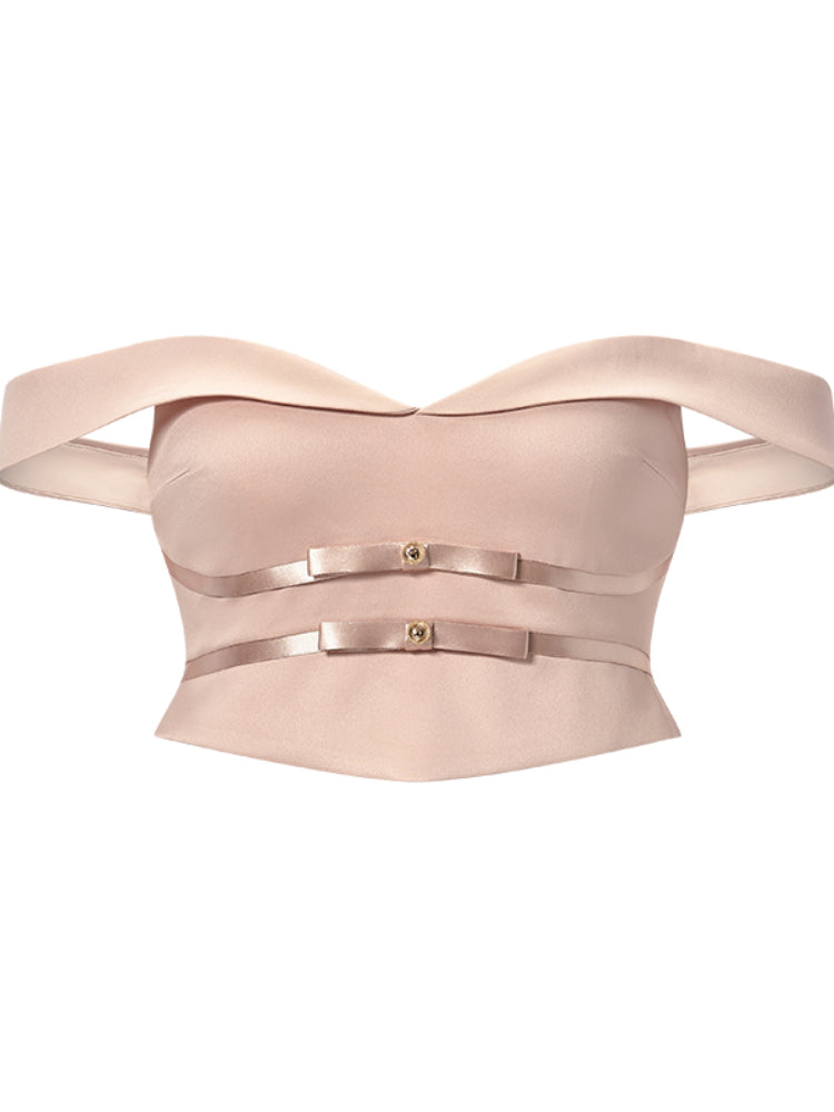 Off-Shoulder Bowknot Top & Skirt Set - CHINASQUAD