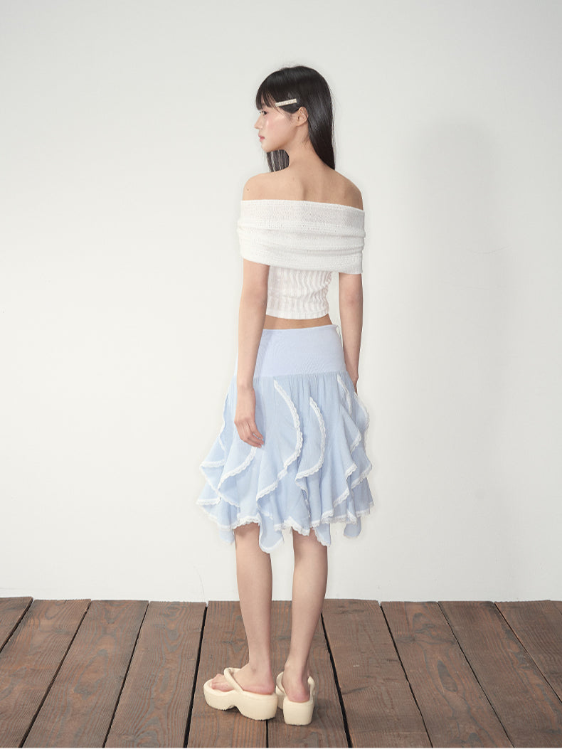 Blue Ruffled Convertible Skirt - CHINASQUAD