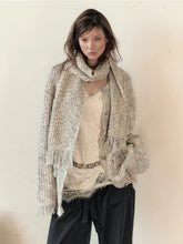 Frayed Edges Wool Mid-Length Knit Cardigan - CHINASQUAD