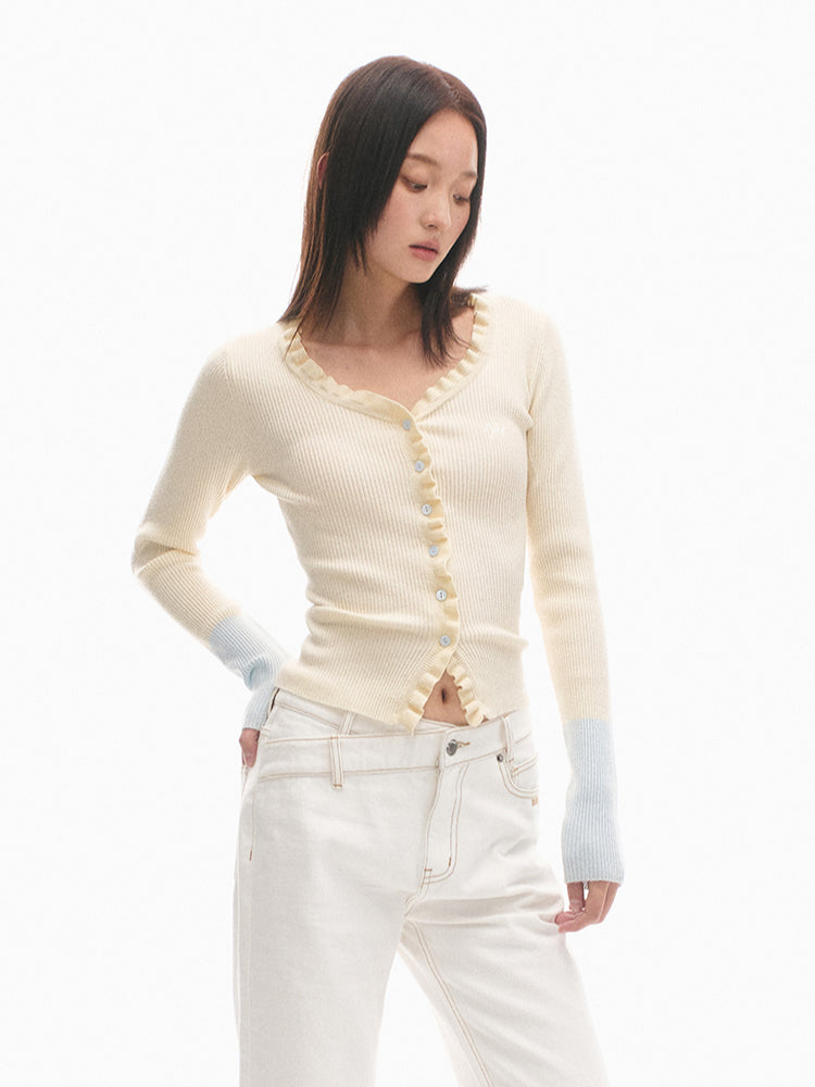 Floral-Placket Shell-Button Long-Sleeve Top - CHINASQUAD