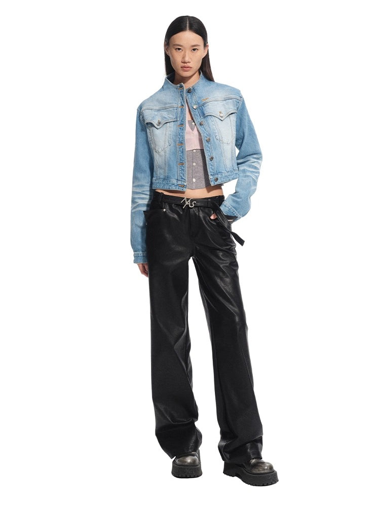 Matte Mid-Rise Leather Pants - CHINASQUAD