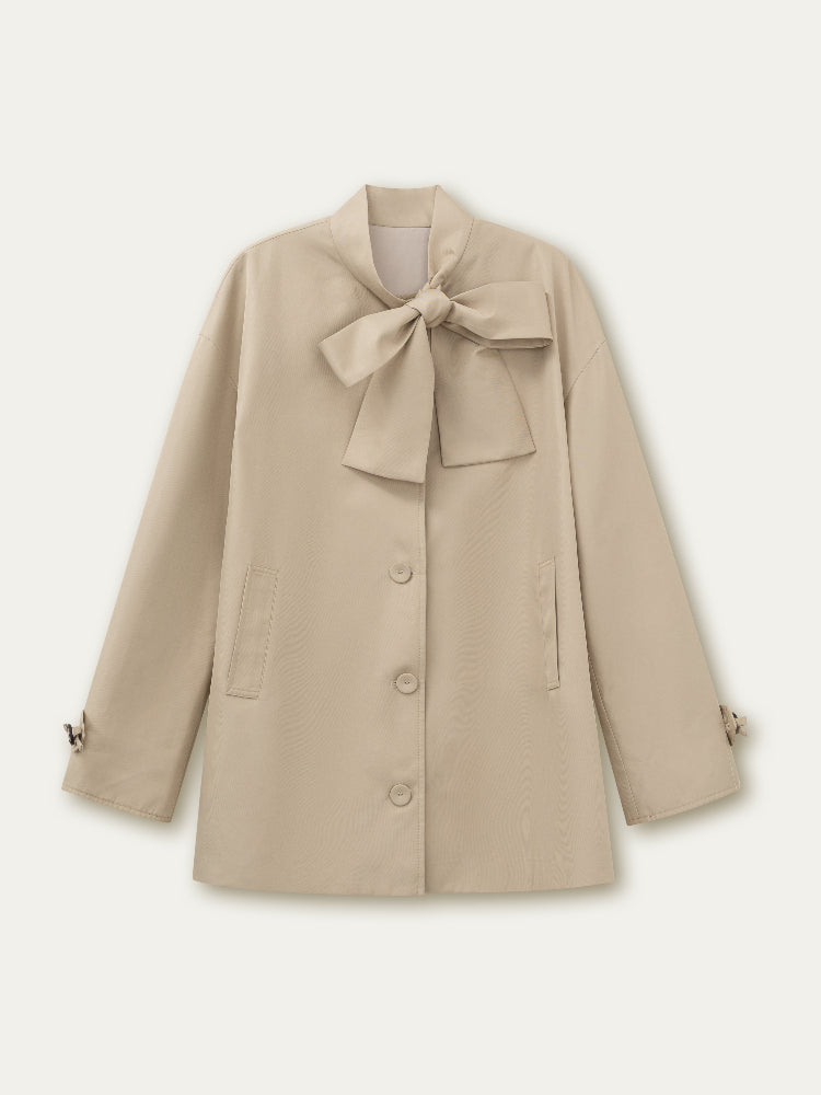 Khaki Bow Trench Coat - CHINASQUAD