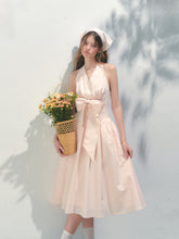 Halter V-neck Sling Bow Dress - CHINASQUAD