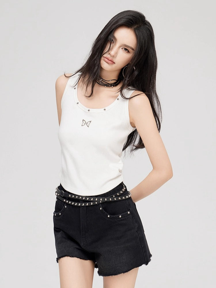 Butterfly Charm U-Neck Tank Top - CHINASQUAD