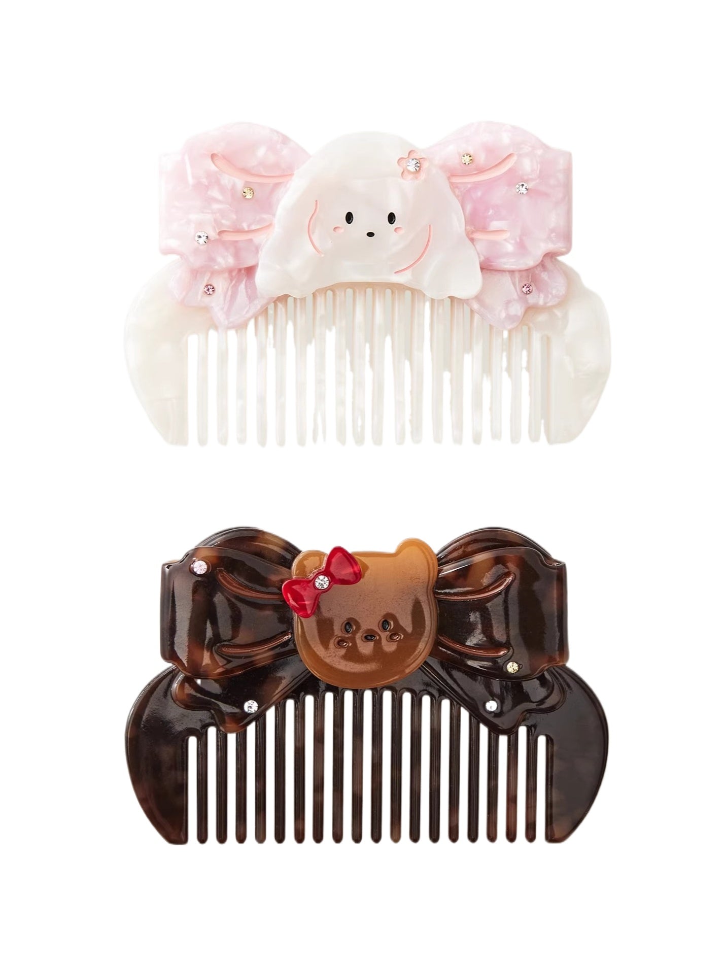 Acetate Bear & Puppy Butterfly Comb
