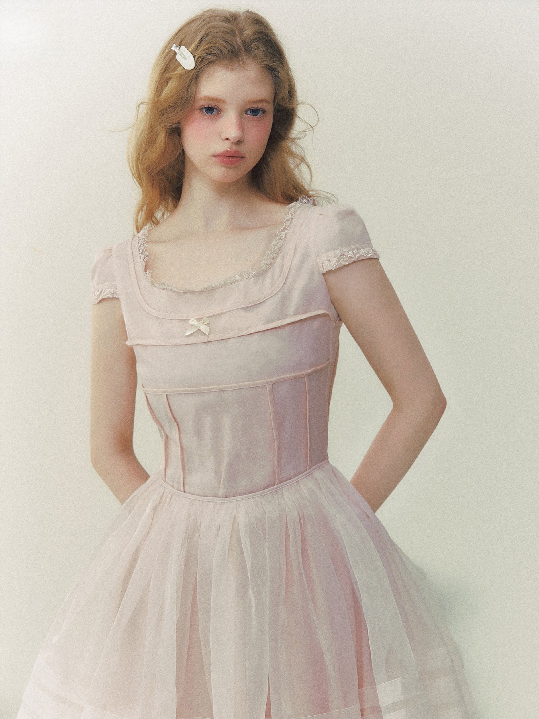 Dream Square-Neck Puff Sleeve Tulle Dress