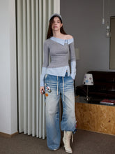 Asymmetric Collar Fake Two-Piece Fitted Blouse - CHINASQUAD