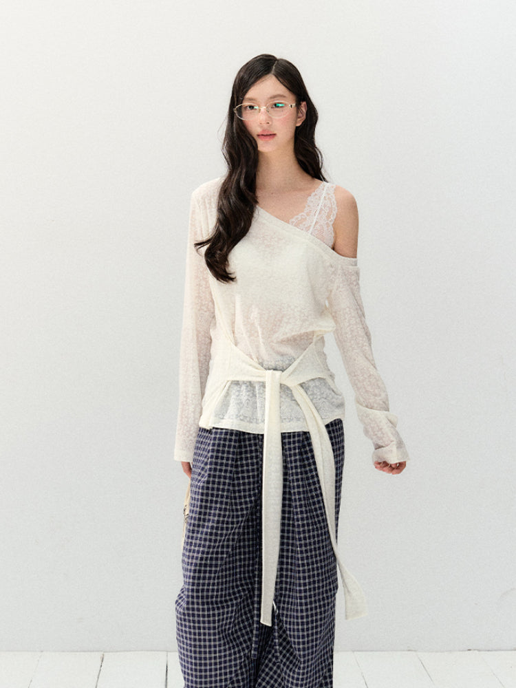 White Lace Off-Shoulder Top - CHINASQUAD