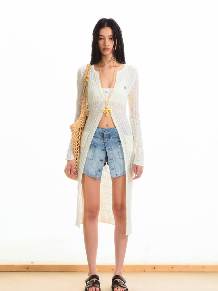 Anti-Pilling Round Neck Lightweight Knit Cardigan - CHINASQUAD