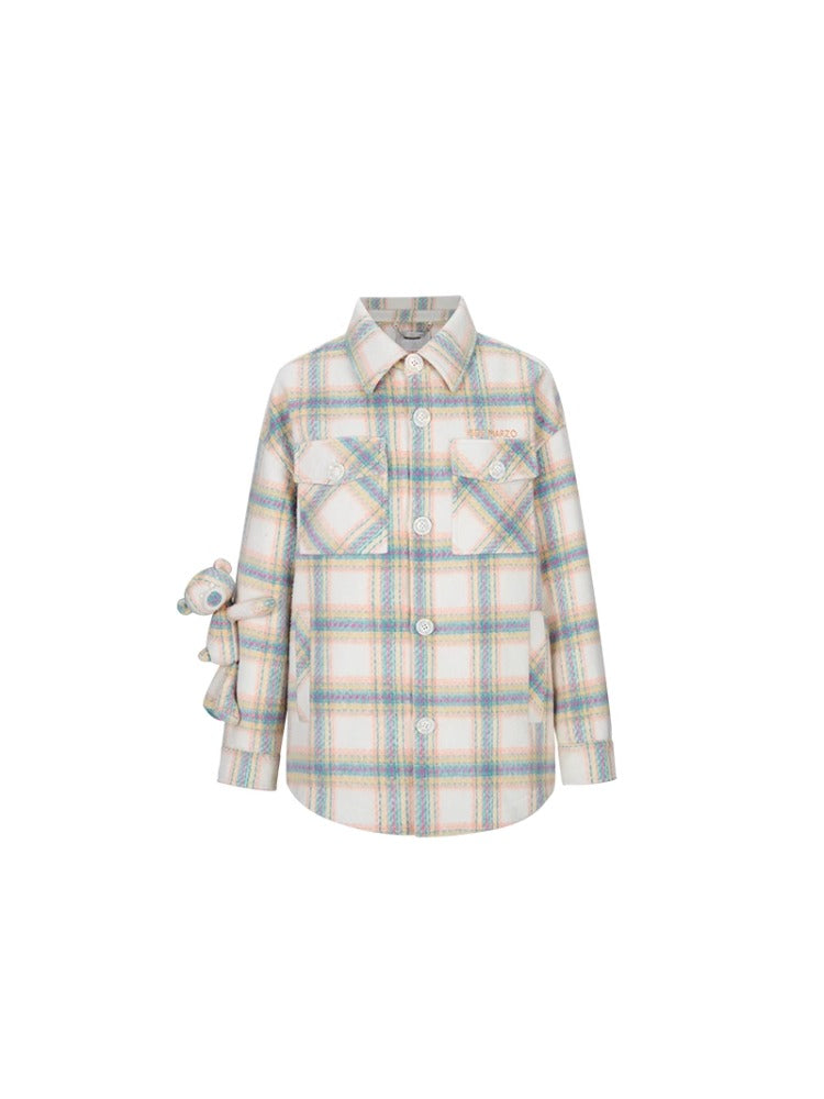 Bear Woven Plaid Coat - CHINASQUAD