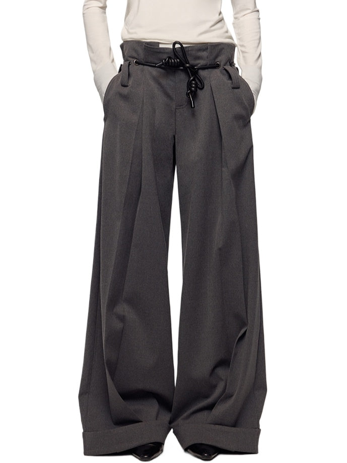 Wool Blend Wide-Leg Pants - CHINASQUAD