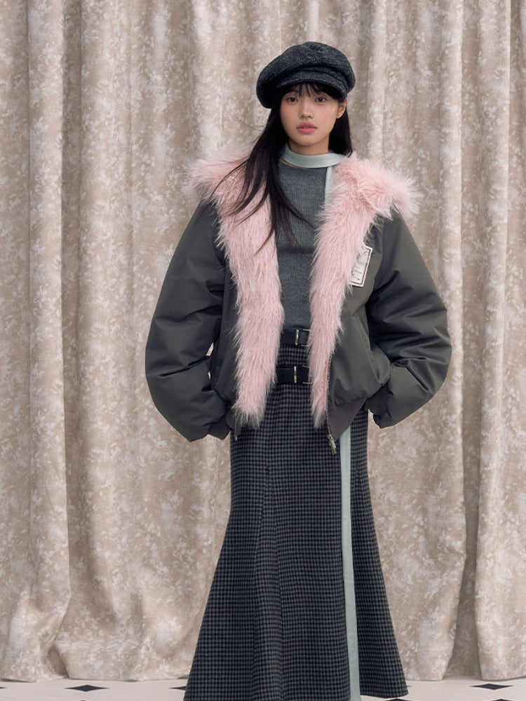 Eco-friendly Fur Splicing One-piece Coat - CHINASQUAD