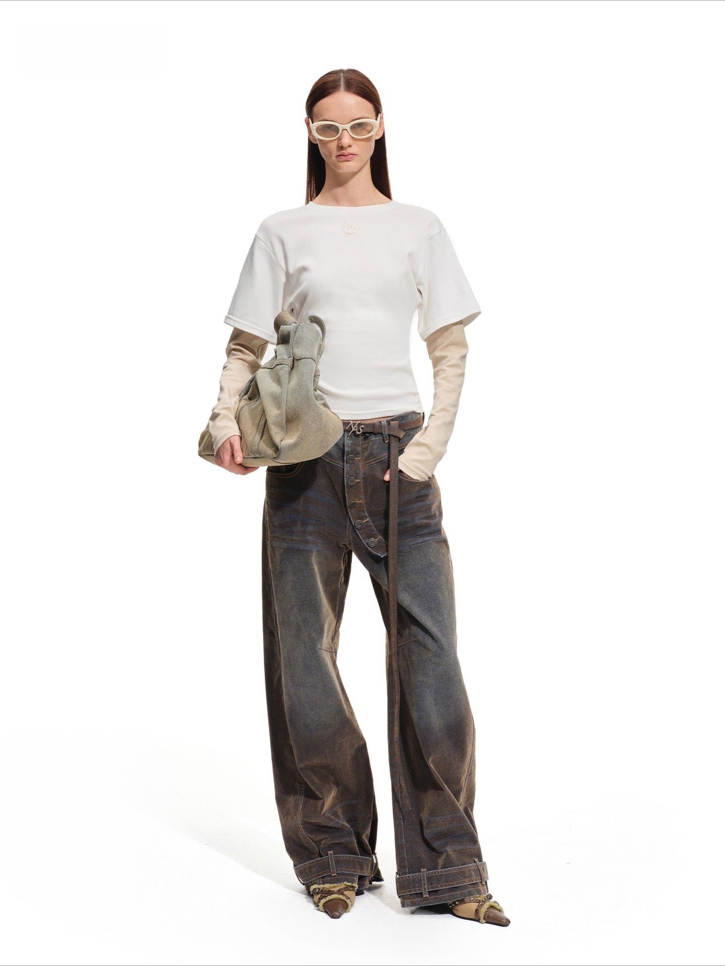 Contrast Paneled Long-Sleeve Tee