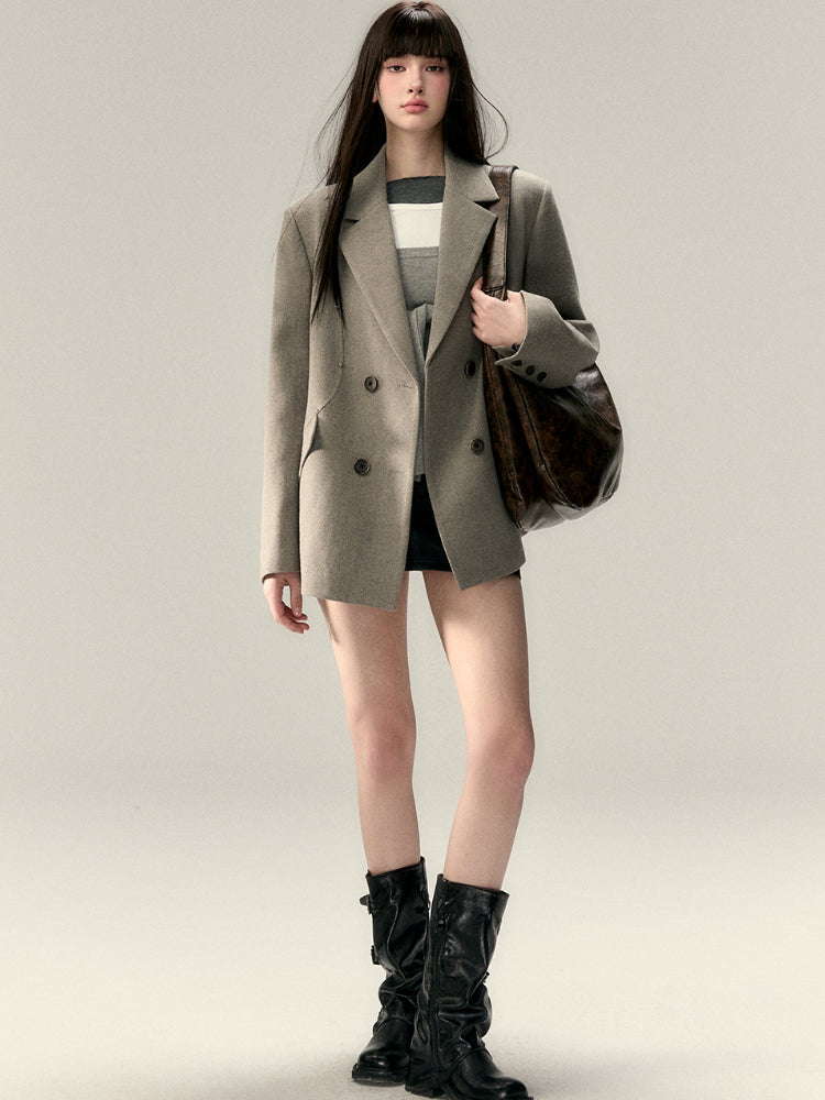 Rivet Oversized Thickened Wool Blazer - CHINASQUAD