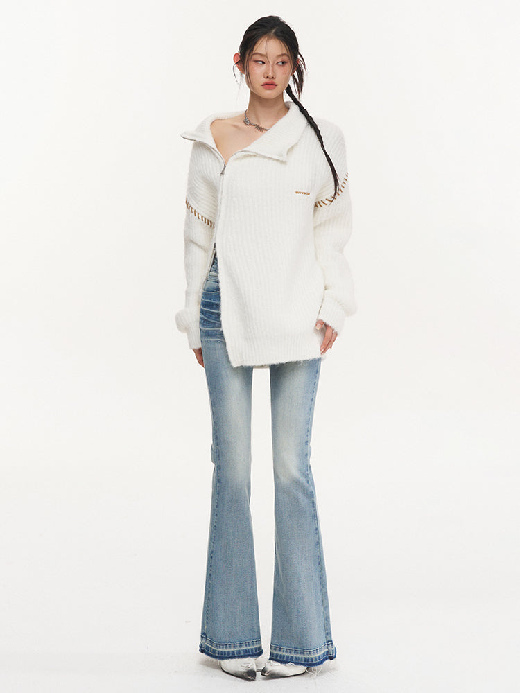 Washed Stretch Slim Flare Jeans - CHINASQUAD