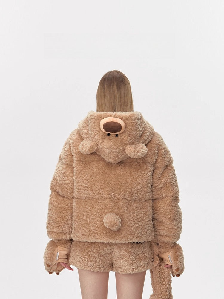 Convertible Plush Teddy Down Jacket