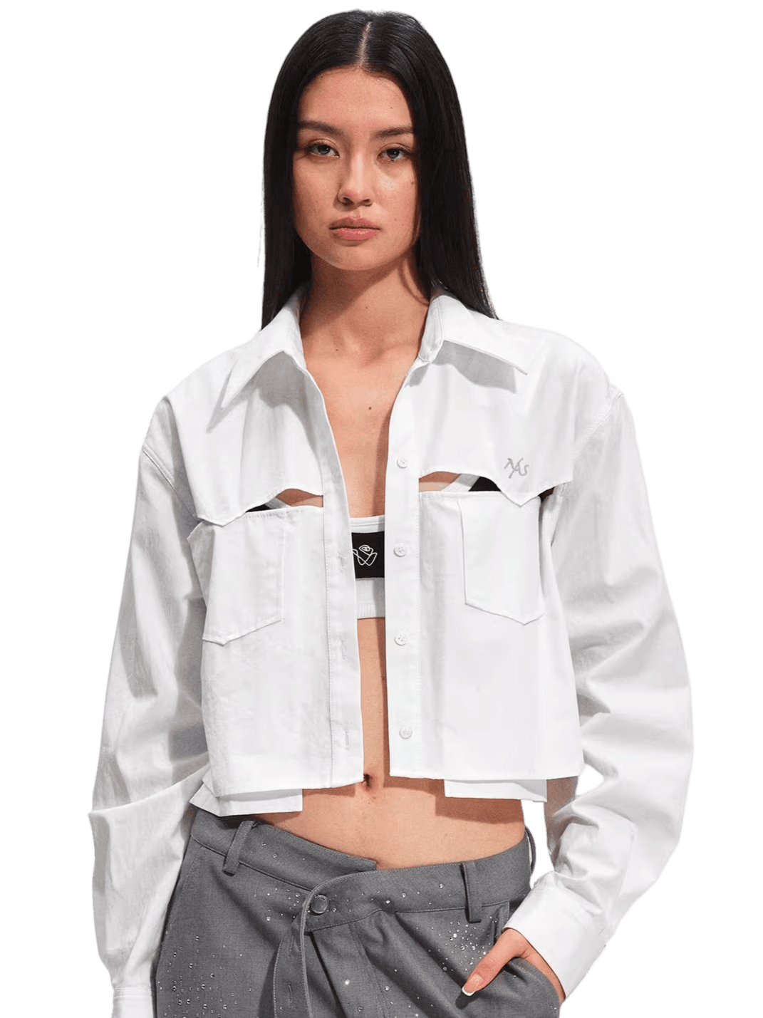 Hyde Lyocell-Cotton Cutout Cropped Shirt