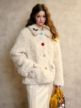 Cream Strawberry Gray-Blue Fur Jacket - CHINASQUAD