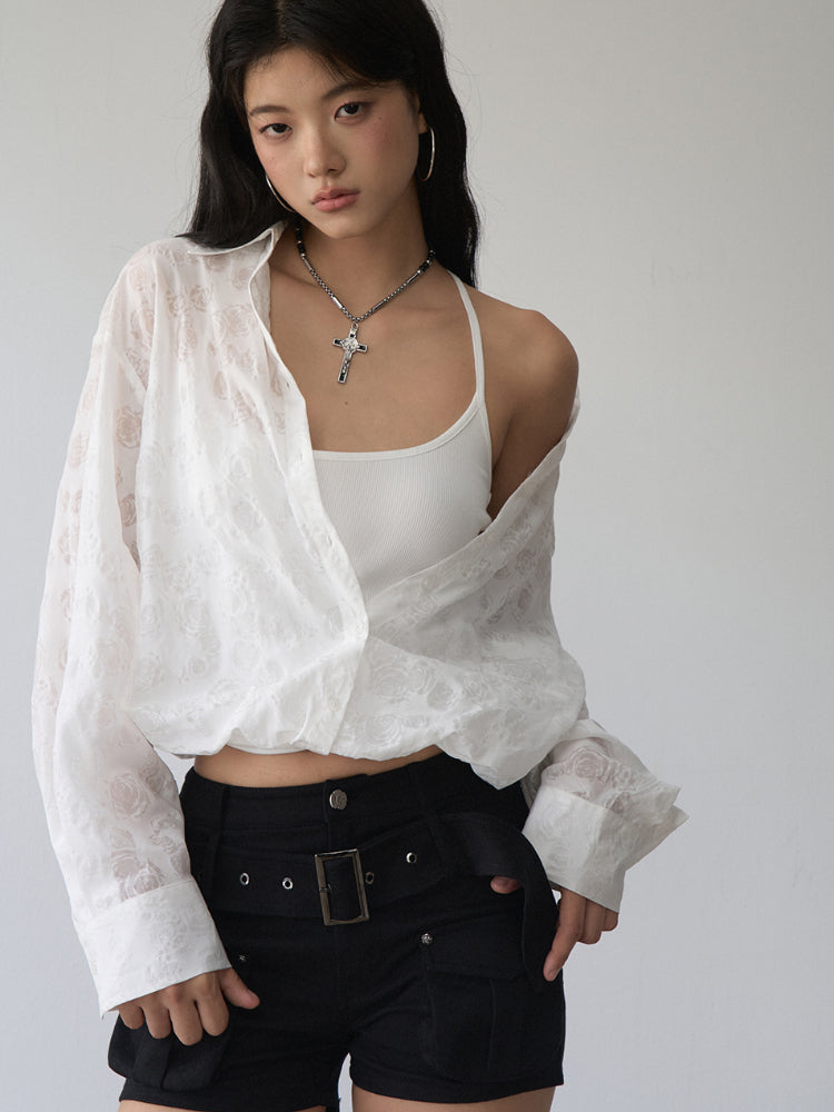 Two-piece Look Checked Long-sleeve Shirt - CHINASQUAD