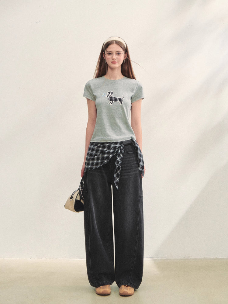 Print Dog Embroidered Tee - CHINASQUAD