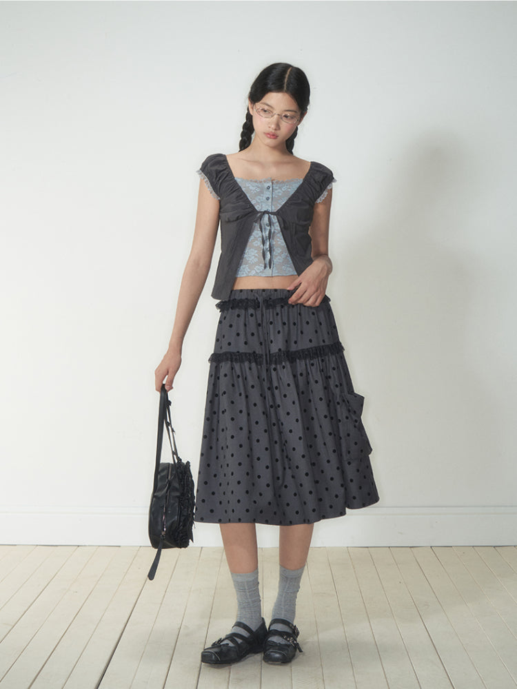 Fake Two-Piece Floral Lace Shirt Top - CHINASQUAD