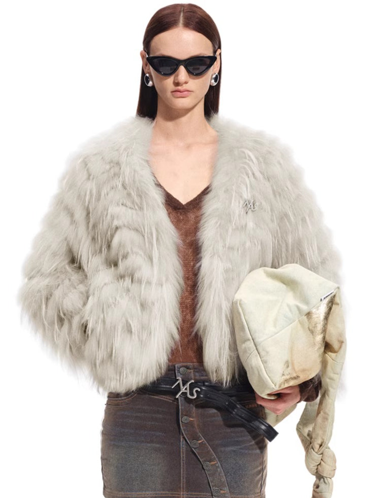 Bordeaux Raccoon & Rabbit Fur Jacket