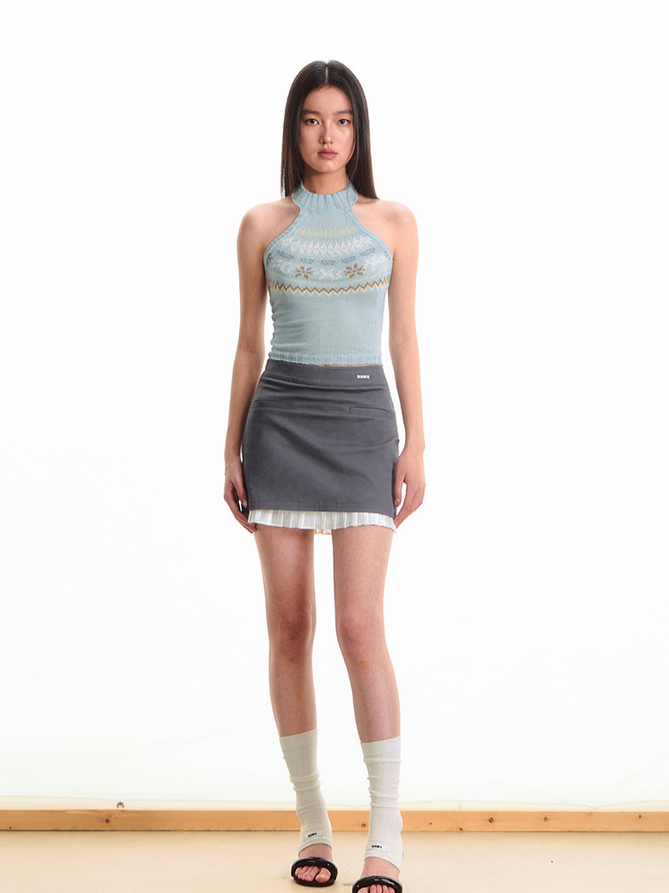 Fair Isle High-Waist Backless Top - CHINASQUAD