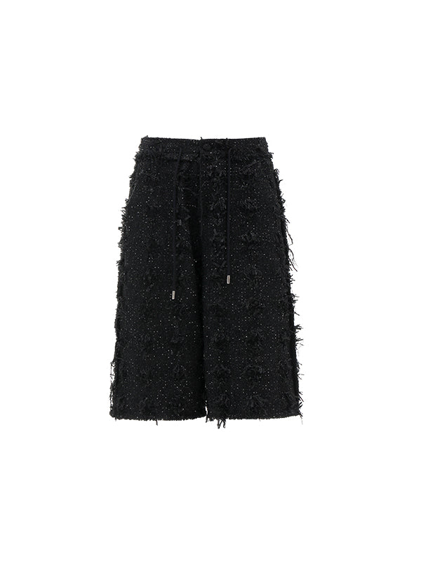Black Tweed Cropped Pants - CHINASQUAD
