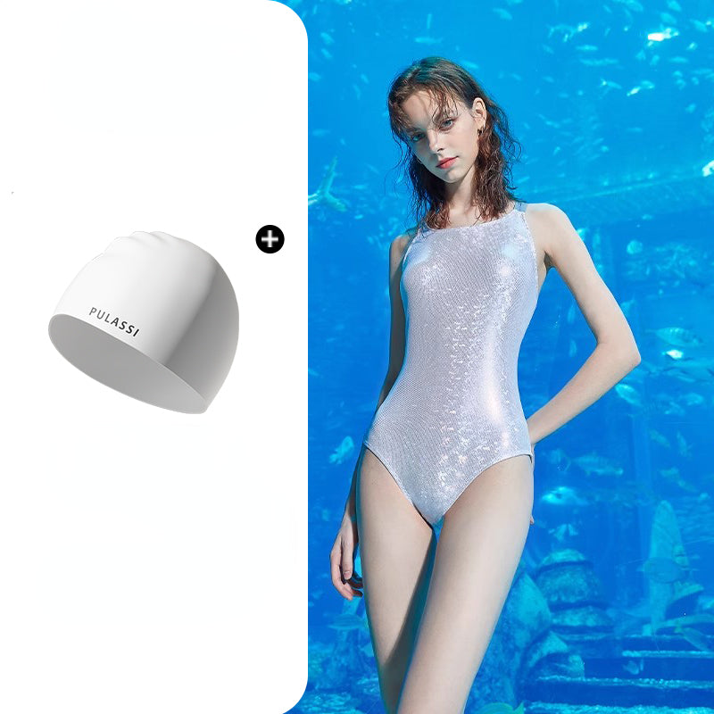 White Open-Back Professional One-Piece Swimsuit - CHINASQUAD