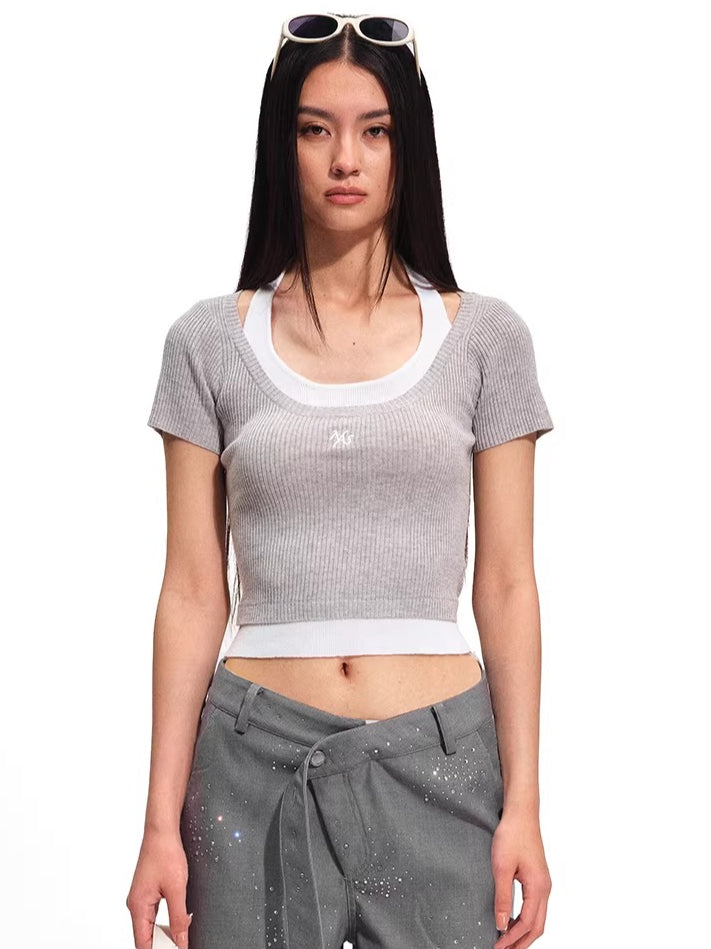 Academy Layered Wool-Blend Halter Tee