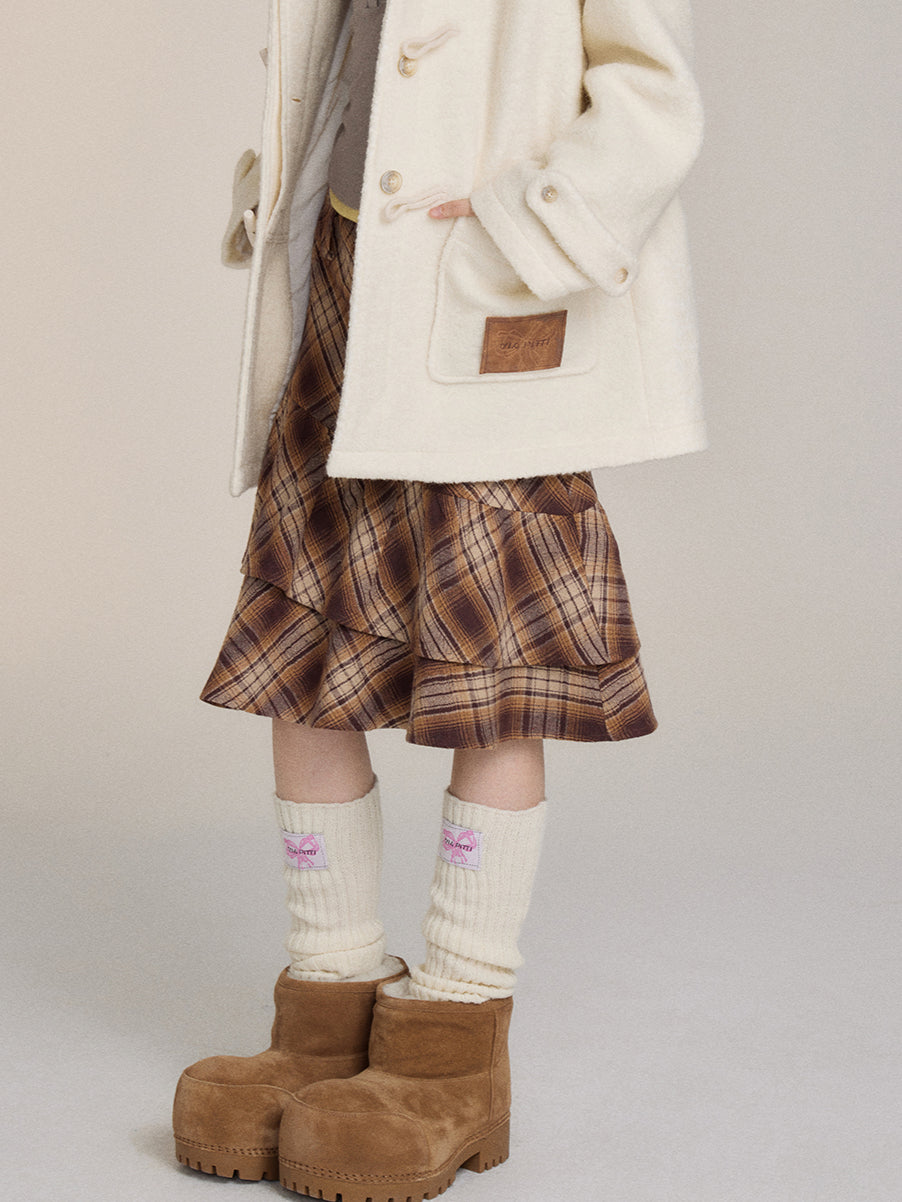 Plaid Irregular Layered Skirt - CHINASQUAD