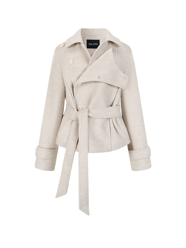 Faux Two-Piece Belted Layered Coat - CHINASQUAD