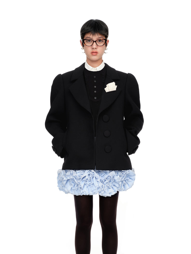 Wool Lapelled Structured Blazer - CHINASQUAD