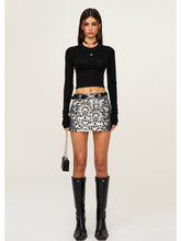 Leopard Print Mid - High Waist Rivet Midi Skirt - CHINASQUAD