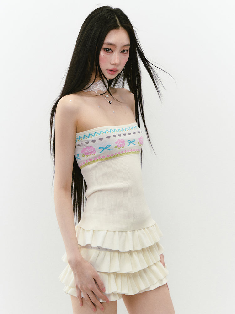 Floral Lace Off-Shoulder Bustier Vest - CHINASQUAD