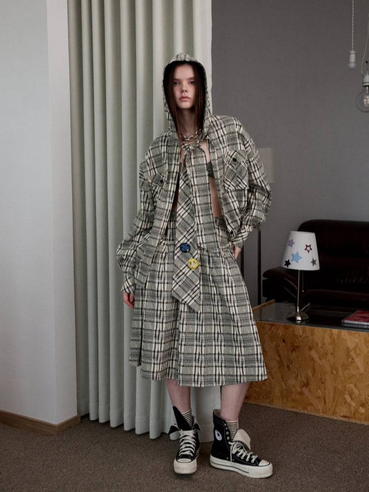 Plaid Hooded Shirt - CHINASQUAD