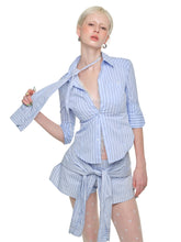 Striped Tie-Waist Shirt Skirt - CHINASQUAD