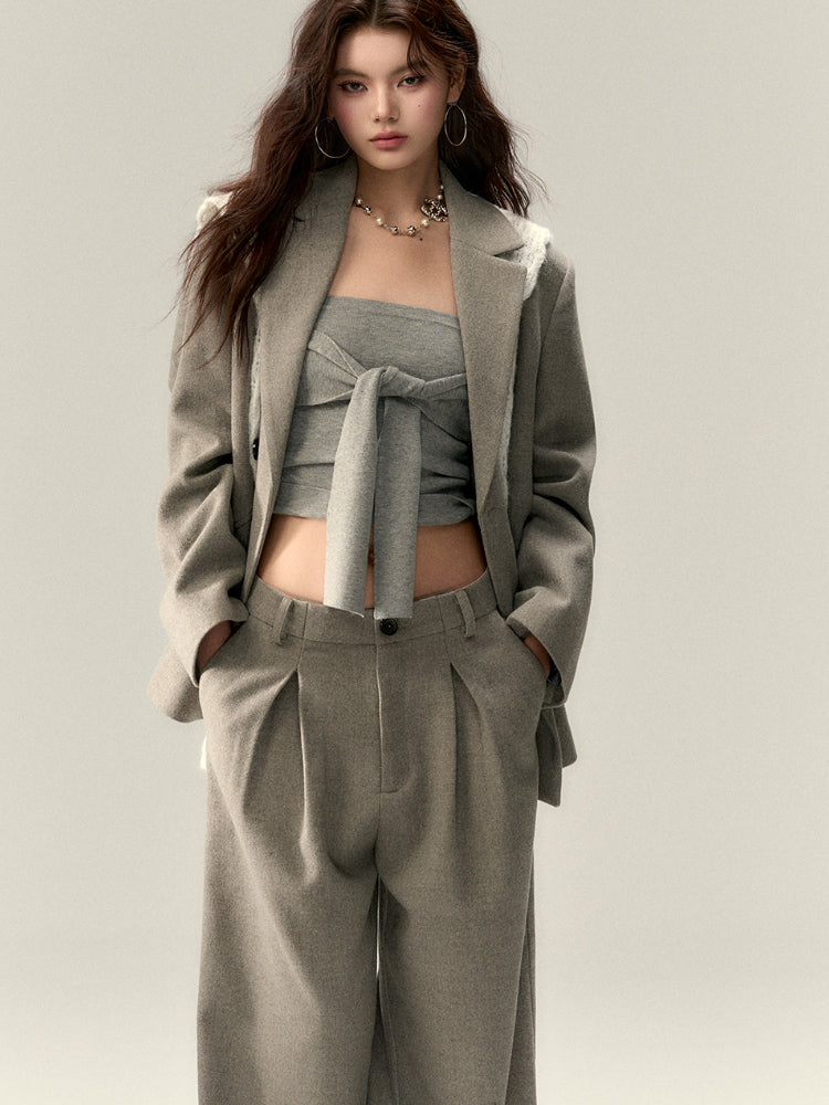 Rivet Oversized Thickened Wool Blazer - CHINASQUAD
