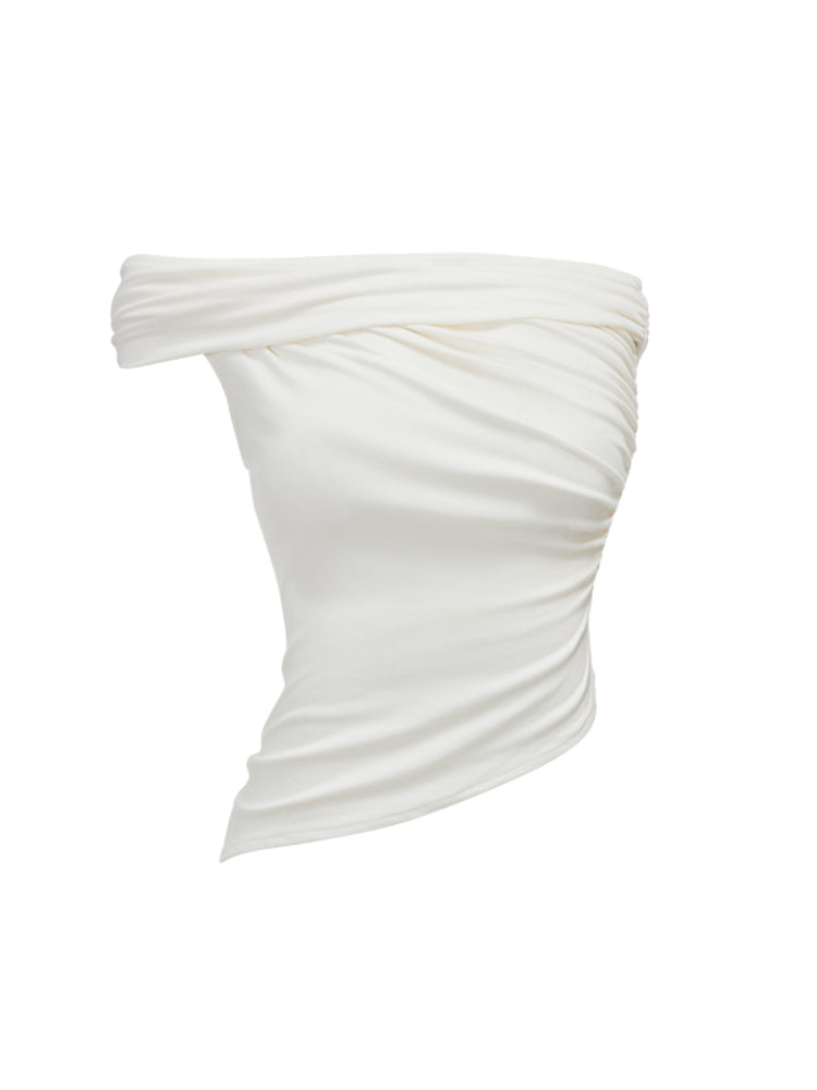Irregular Multi-Wear Ruched Acetate T-Shirt - CHINASQUAD
