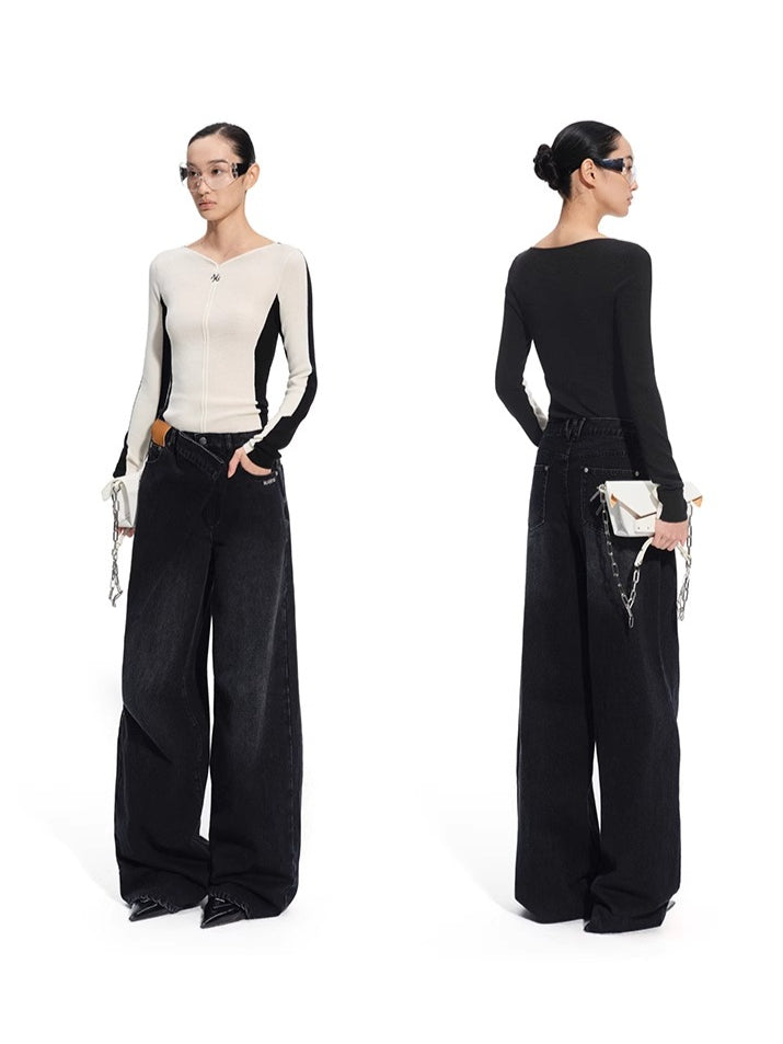 Cascade Contrast-Trim Fitted Knit Crewneck - CHINASQUAD