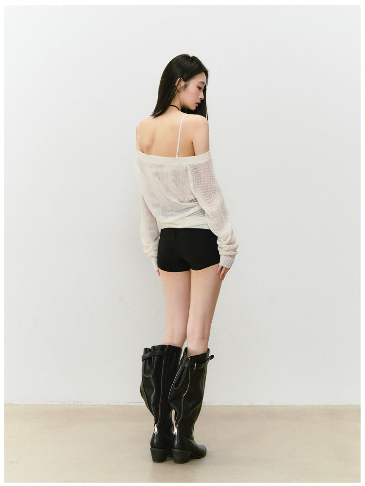 Knitted Floral Convertible Hollow-out Coat - CHINASQUAD